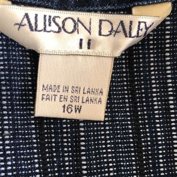 Allison Daley Womens Zip Front Sleeveless Vest Straight Hem Size 16W Stripe - Picture 3 of 6